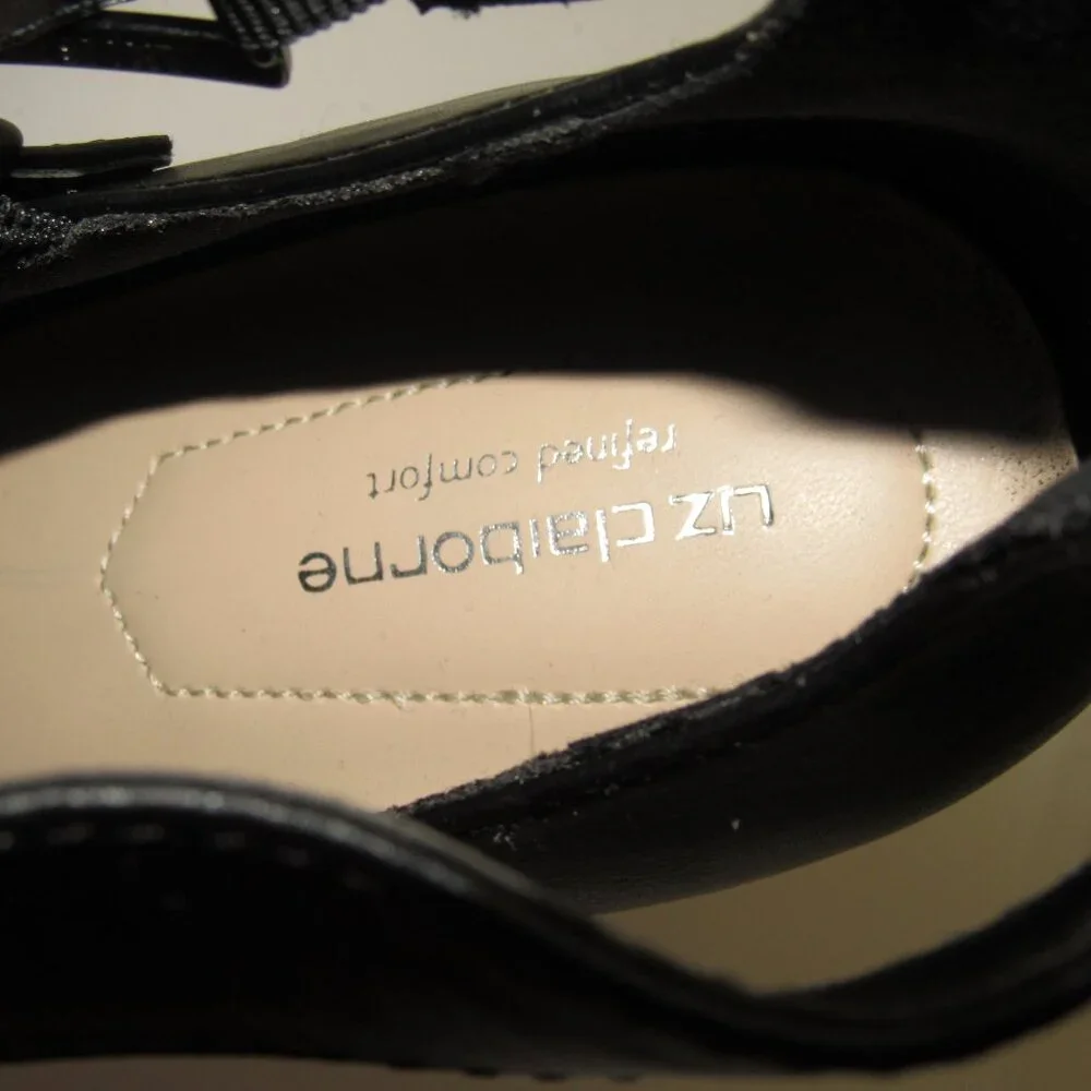 Liz Claiborne Camelia Black Leather Cut-Out Strap Booties — Pointed-Toe Size 10 - Picture 9 of 9